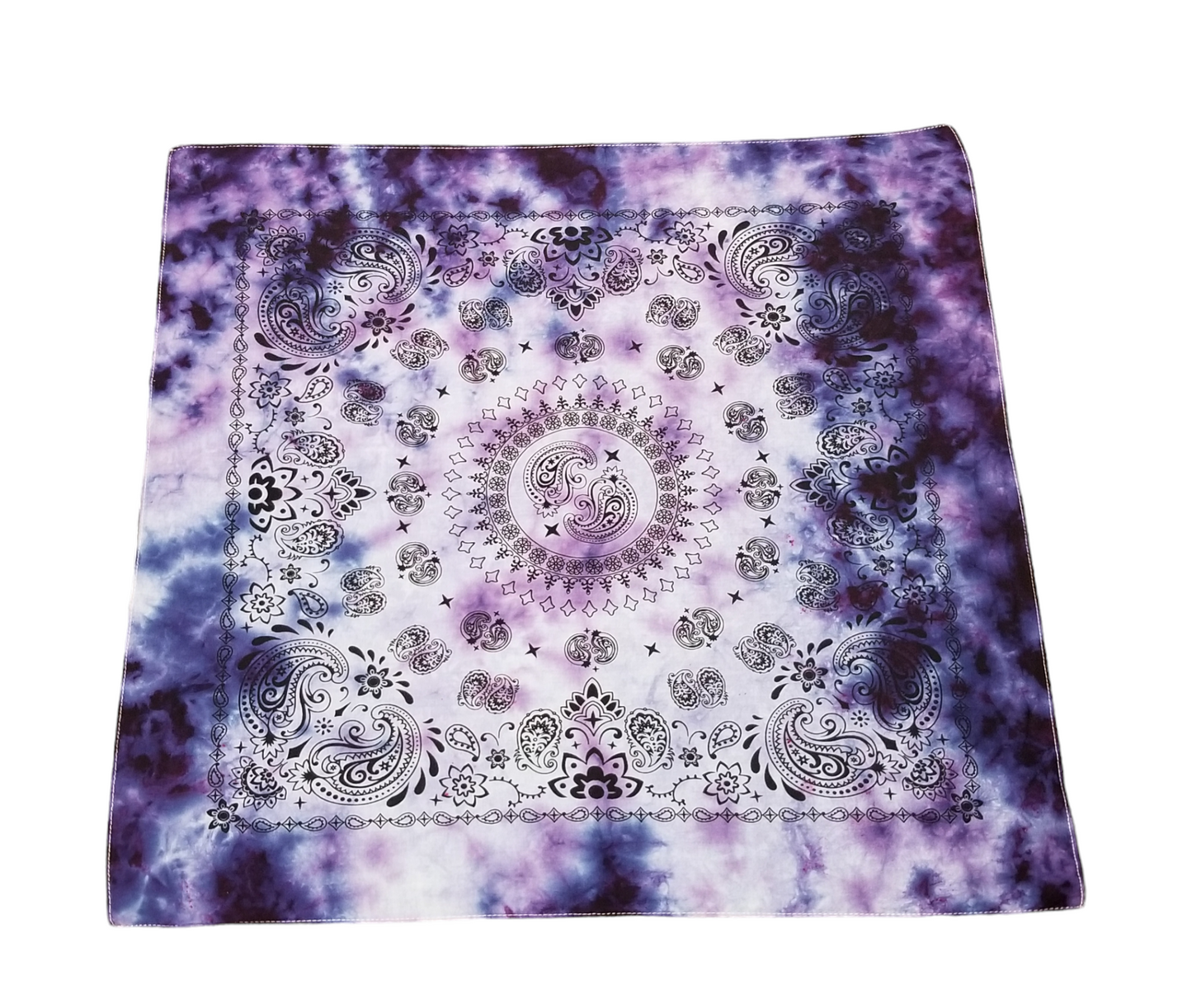 Handmade Scrunch Tie Dye Deep Purple & Blue Wisteria Galaxy Inspired Bandana 20x20