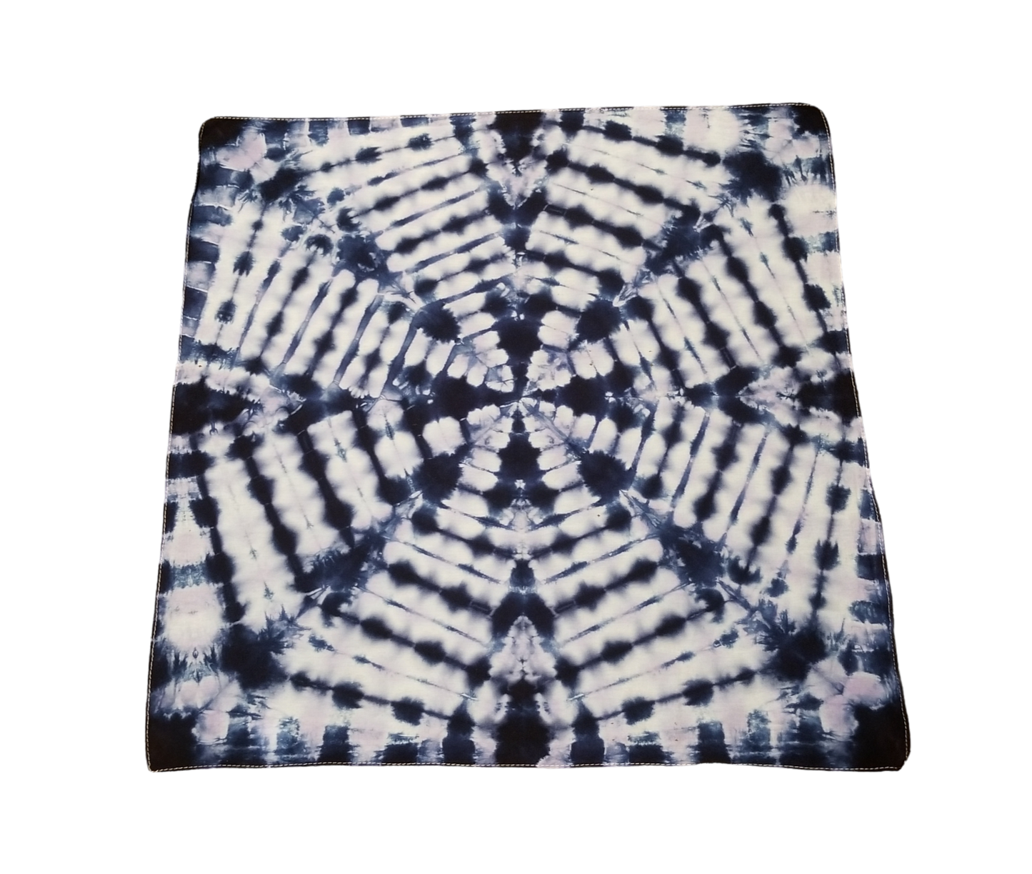 Handmade Tie Dye Navy Blue & Purple Spiderweb Fold 20x20 Bandana