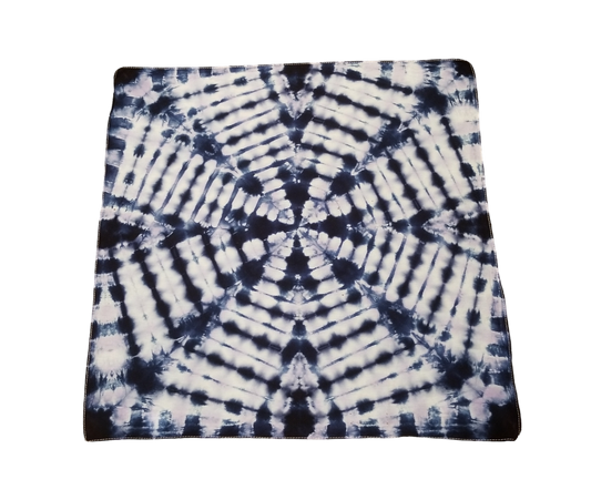 Handmade Tie Dye Navy Blue & Purple Spiderweb Fold 20x20 Bandana