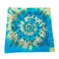 Handmade Tie Dye Turquoise & Citrus Yellow Spiral Paisley Bandana 20x20